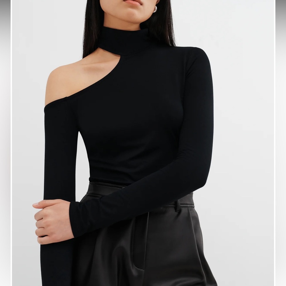 Marcella New York asymmetrical, mock neck black long sleeve (EVAN TOP)